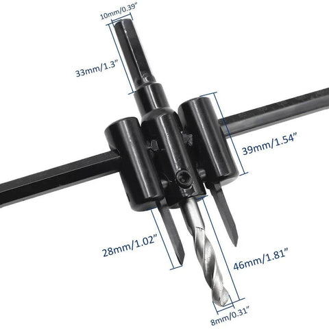 Luomorgo adjustable hole saw circle cutter with drill bits, black metal; drywall/wood cutting tool