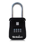 Combo Realtor Lockbox 12 Pack With Easy 4 Digit Code Reset And High Capacity Key Tray front view showing black body with padlock design.