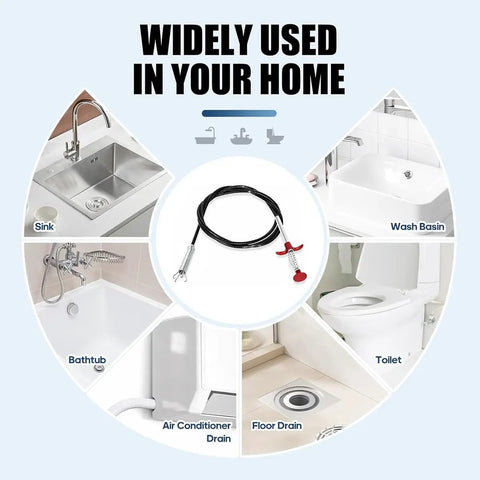 76 Inch Drain Snake Clog Remover With Flexible Grabber Claw For Toilet, Sewer, Shower, Kitchen And Bathroom Tub Cleaning; Ultra Slim Reach-Anywhere Reacher Tool For Quick No-Sweat Gutter, Drain And Pipe Cleanout