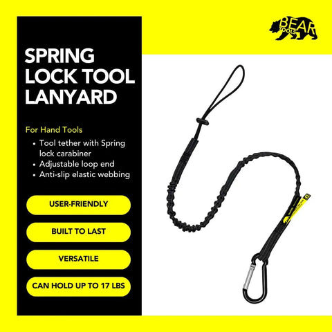 Tool Safety Lanyard With Carabiner Adjustable Loop For Working At Height 3 Ft Durable Pro Grade Lanyard For Secure Tooling