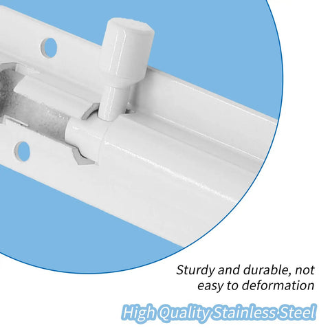 Built Tough 3 Inch Barrel Bolt Lock In Crisp White Heavy Duty Stainless Steel Slide Latch showing secure locking mechanism.