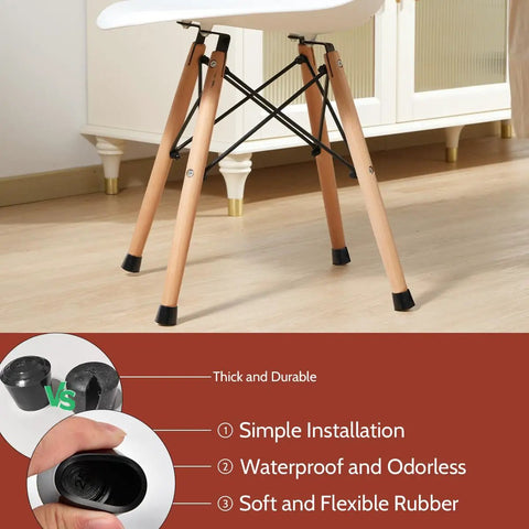 Non Slip Rubber Chair Leg Caps With Seven Eighths Inch Inner Diameter Floor Protectors For Tubular Legs on chair on wooden floor