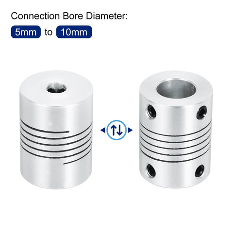 5Mm To 10Mm Aluminum Beefy Shaft Coupling Flexible Coupler 25Mm Long 19Mm Outer Diameter for Stepper Motors and CNC Machines