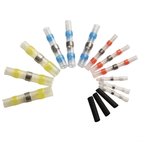 Top Notch Heat Shrink Solder Wire Connectors Kit With 300 Waterproof Butt Terminals And Seal Sleeves For Marine Auto Electrical Cable Splice In Vibrant Red Blue White Yellow Black Assorted Sizes To Fix Any Messy Wiring Job, assorted connectors