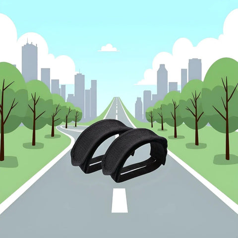 Two Pack Black Bike Pedal Toe Straps For Fixed Gear And Regular Cycling With Beam Design Durable Heavy Duty Foot Straps