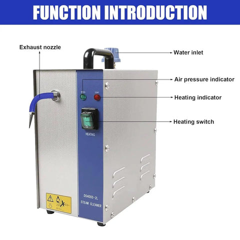 Heavy Duty Commercial Jewelry Steam Cleaner 1300W Professional Electric SteamJet with controls and indicators on steel housing.
