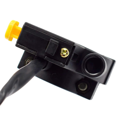 Close-up of a kill switch with attached wire for Twist Throttle With 36 Inch Cable And Kill Switch For Seven Eighths Inch Handlebar 22mm Fit 49cc