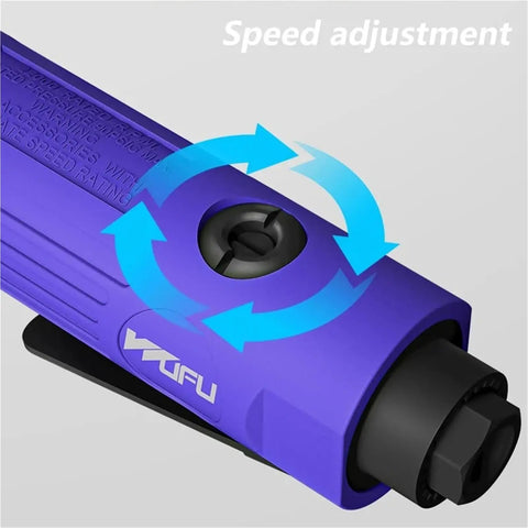 Knockout 3mm And 6mm Shank Pneumatic Die Grinder Running 25000 Rpm for speed adjustment feature with blue circular arrows.