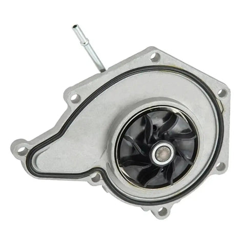 High Performance Engine Cooling System Water Pump Replacement For Audi A6 And A7 With 2.5L V6 Engines Model Years 2010 Through 2018 with polished housing and black impeller.