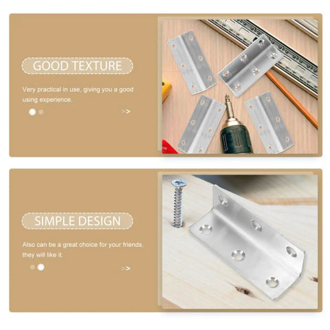 8 Pcs Stainless Steel L Brackets For Cabinets And Furniture 90 Degree Corner Braces with tools for assembly