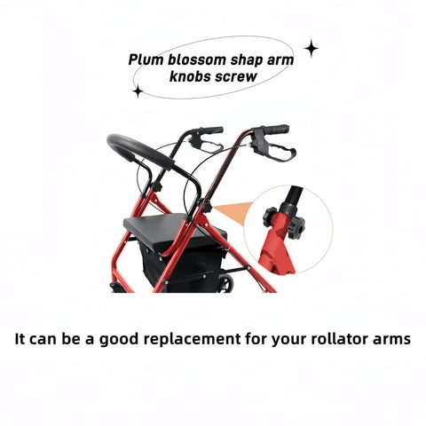 2 Pack Arm Adjustment Knobs For Rollator Walkers Universal Hand Grip Replacement Parts M6 Track Bolts Set Easy Install