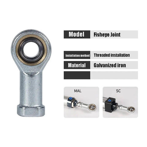 Joint Female Piston Rod End Ball Head For Universal Pneumatic Cylinders Built Tough With Strong Load Capacity Easy Install Large Swing Angle For Multi Directional Movement And Long Service Life, galvanized iron, threaded