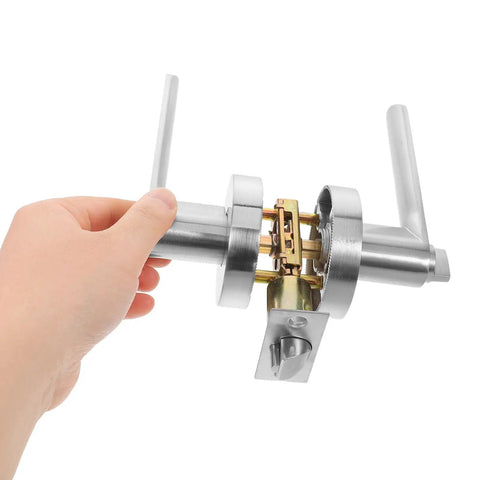 Hand holding Aluminum Entry Door Lever Lock With Lowkey Quiet Operation And Enhanced Security Keyed Interior And Exterior Door Hardware