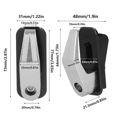 Electric Scooter Hook Aluminum Alloy Front Hanger dimensions shown with silver finish and rust-resistant features