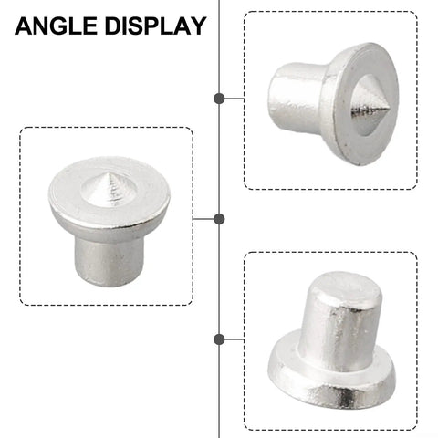 Pro Grade Woodworking Dowel Center Point Set Steel Dowel And Tenon Marking Pins angle display of chrome plated marker tool