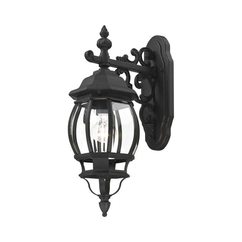 Frontenac 1 Light Outdoor Wall Lantern With Clear Beveled Glass Shades Black Finish 20 By 6 Six Point Five Inch Exterior Fixture