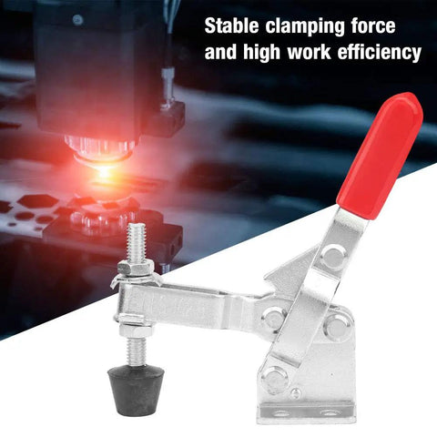 Vertical Toggle Clamp 100Kg Pull Force With Ergonomic Handle 70mm Length 45 Carbon Steel Construction Rock Solid Quick Operation Holding Clamp For Machining Assembly And Industrial Testing, red handle