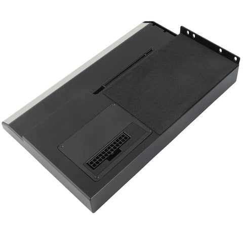 Game Changing External GPU Dock For Thunderbolt 3 Laptops showing the rear view with PCIe slot and textured surface.