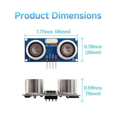 Waterproof Ultrasonic Distance Sensor Kit With 0.2 to 4.5 Meter Range, showing front and side view with dimensions in inches