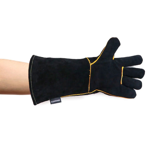 23.6 Inch Leather Animal Handling Gloves For Pets Reptiles And Birds Bite Proof Puncture Resistant Grip shown on arm