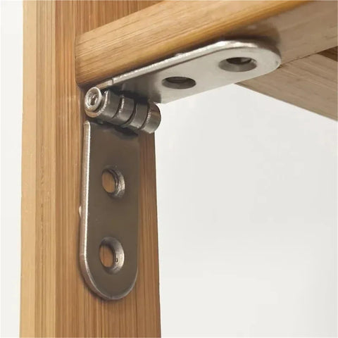 40 Pack 180 Degree Foldable Rounded Corner Screw-On Hinges on wooden cabinet, flat fold design for level panels, easy install