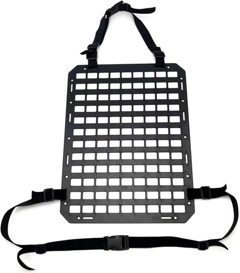 Heavy Duty Molle Panel For Car Seat Back Organizer Storage Rack Compatible With Tesla Cybertruck Accessories, solid ABS polymer, 43 x 33 cm.