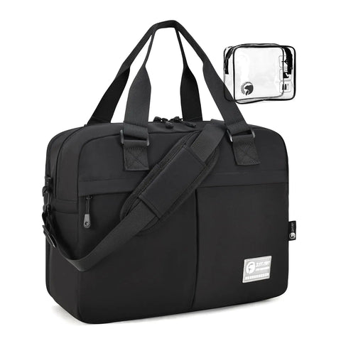 Black Under-Seat Travel Duffle Bag Go-To 20L Expandable To 30L Lightweight Nylon Carry-On For Airplanes With Wet Pocket Gym Overnight Weekender