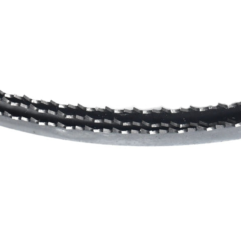 Close-up of Seventy Point Five Inch Long Bi Metal M42 Bandsaw Blade One Half Inch Wide Zero Point Zero Two Five Inch Thick 24 TPI blade teeth