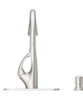 Side view of Jovi Kitchen Faucet With Pull Down Sprayer And Soap Dispenser Single Handle High Arc No Fuss Spot Defense Stainless Steel