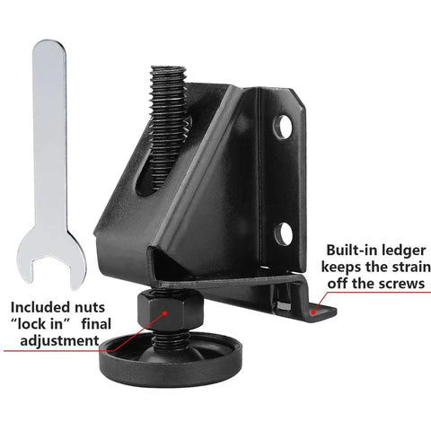 Heavy Duty Adjustable Table Leg Levelers Set Of 4 For Workbenches Desks And Cabinets With Rotating Height Screw Adjustment And Wide Base To Prevent Scratches And Slips On Uneven Floors, black steel with wrench