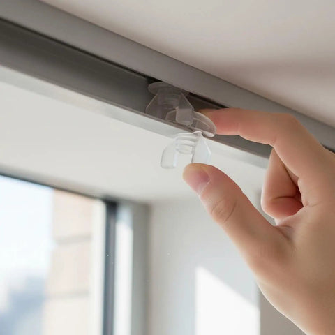 Premium Drapery Track Stoppers Keep Your Curtains Locked Down Totally Slip Free Tough Snap Install For Narrow Window Channels