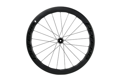Front wheel of Carbon Disc Wheelset 50C Tubeless Center Lock With Front 12x100 And Rear 12x142 Thru Axles Black Finish