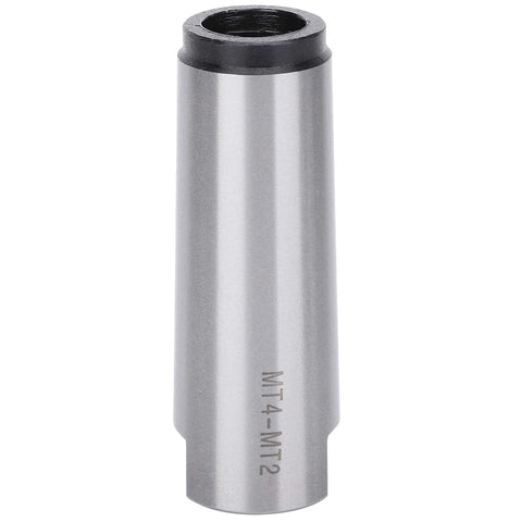 Morse taper drill sleeve MT4–MT2 adapter for lathe milling, metal cylindrical with bore (front view)