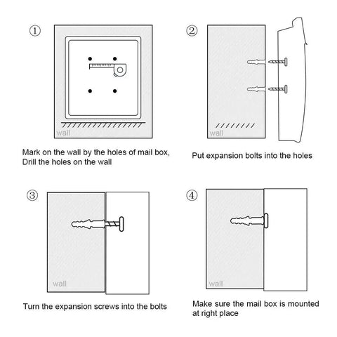 Installation guide for Large Capacity Mailbox With Key Lock For Outside, Wall Mount Steel Mailbox With Newspaper Compartment, Heavy Duty Outdoor Mailbox