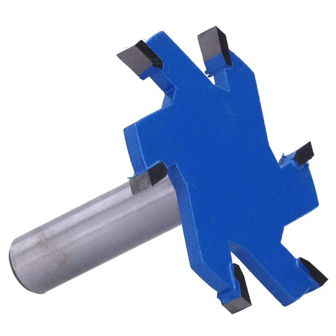 Solid Yg8 Alloy 6-Flute Router Bit With Tough Carbide Tip For Clean T Slot Wood Routing And Smooth Milling On Hardwood Projects Plus Long Lasting Durability, close-up view of router cutting edges.