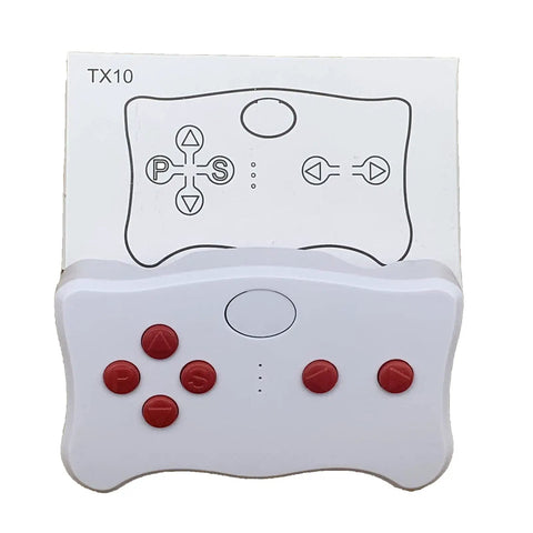 White 2.4G remote control for 12V Kids Ride On Car DIY Harness Kit with red buttons and illustrated diagram
