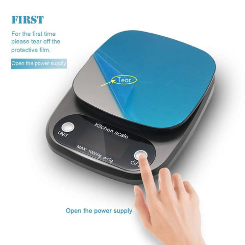 Pro 22Lb Digital Kitchen Scale For Meal Prep And Weight Loss, Reads Grams Ounces And ML With Tare, easy setup with protective film