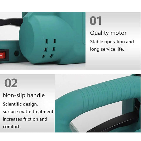 Beast Mode No Sweat Heavy Duty Super Battery Powered Strapping Gun With Auto Hot Melt Sealing For Nine To Sixteen Millimeter PET PP Packing Bands Dock Ready showing quality motor and non-slip handle design.