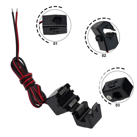 No Sweat Install Split Core Current Transformer Clamps With Heavy Gauge 100Cm Leads For Ev Charging Piles And Power Grid Monitoring showing clamps with wires.