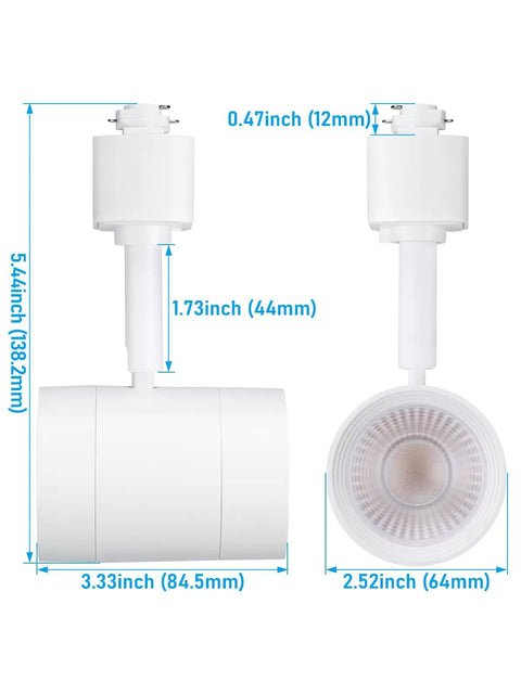 8.5W Dimmable H Track Lighting Heads 600LM CRI90 4000K Cool White Matte White dimensions and design details