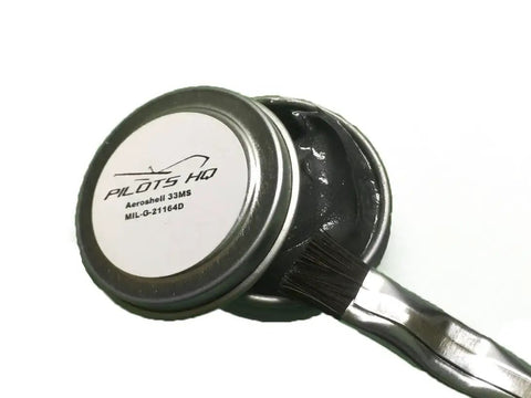 Quarter Ounce Mil-Spec Gun Grease Kit For AR-15 Folks And Builders, The Ultimate AR Grease With MIL-G-21164D Approval, Easy To Use Lubricant Tube, Firearm Maintenance Gear For Gun Owners, Includes Vinyl Gloves with AeroShell 33MS grease in a tin with brush
