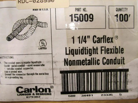 Built Different Liquidtight Flexible Conduit 1 1/4 Inch X 100 Ft Coil Gray Non Metallic Electrical Wire Tubing packaging with details.