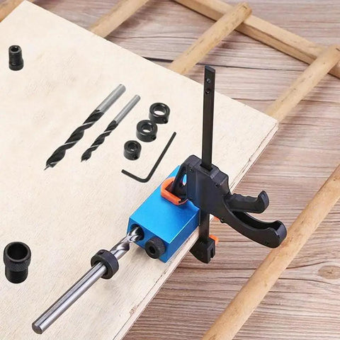 Hardcore 15 Piece Pocket Hole Jig Kit Built Like A Rock With Tough Aluminum Alloy 15 Degree Woodwork Guide and drill bits.