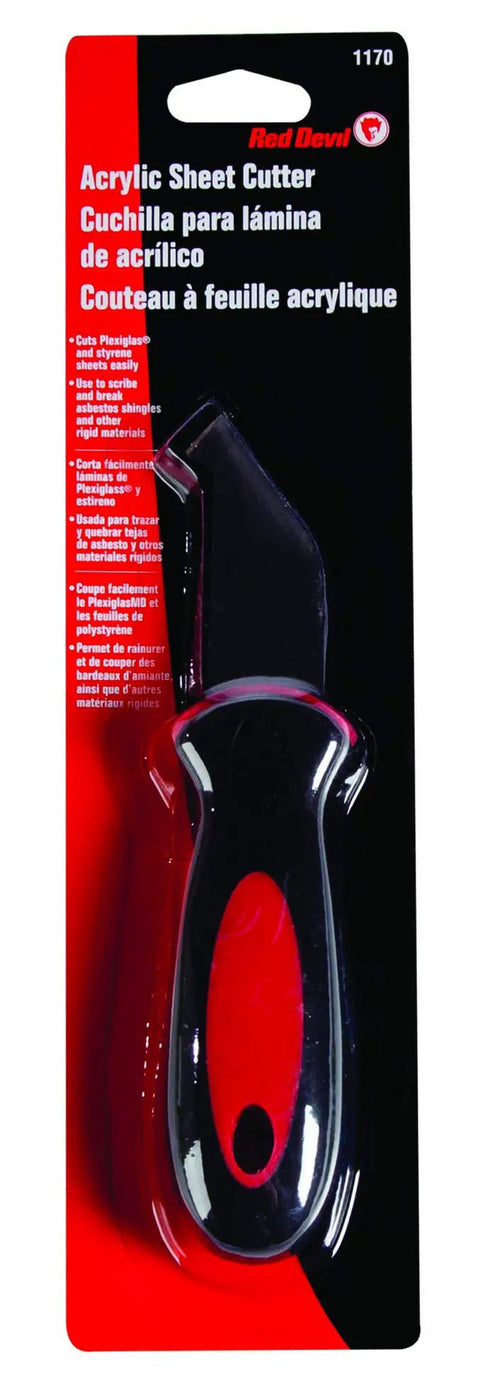 Packaged Pro Grade Plexiglass Scoring Tool With Ultra Sharp Steel Blade for precise grooves in plexiglass and plastic.