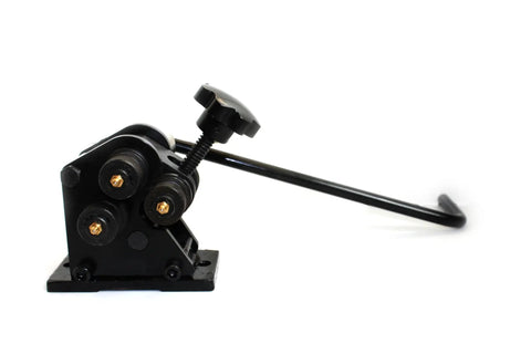 Manual Ring Roller PR3 Planetary Bender with 3 rollers and 2 driven rollers, side view showing hand crank and top roll adjustment