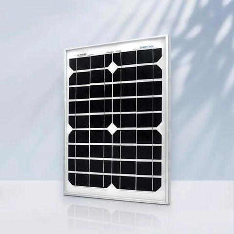 20W Monocrystalline Solar Panel And 5A PWM Charge Kit With USB 5V Output For RVs Boats And Camping on white background