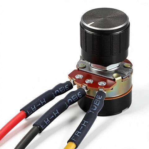 Two Pack 10K Ohm Linear Taper Dimmer Potentiometers With On Off Switch And Black Aluminum Knob Set For Inverter Speed Control