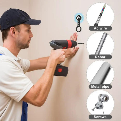 Heavy Duty Set Of Two Powerful Magnetic Stud Finders With Slick Wall Scanner Grip For Fast Screw Snagging And Hanging Drywall Without Stress Or Sweat Reliable Home Improvement Accessory in use to locate screws while drilling.