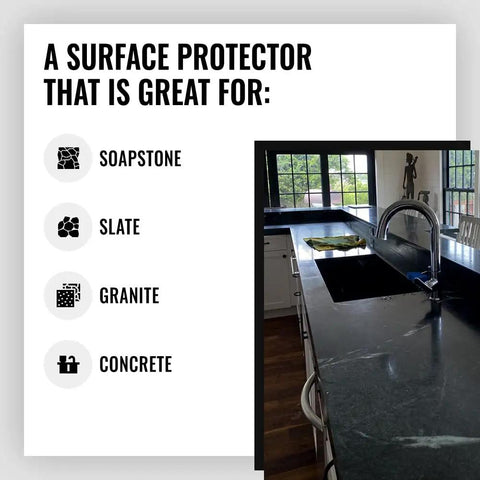 Natural Stone Sealer Protector For Concrete Granite Marble Slate Soapstone Countertops 8 Oz, Long Lasting Low Gloss Finish chart