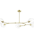 Matte Gold Five Light Adjustable Chandelier Pendant With Clear Glass Shades Dope Modern Ceiling Lighting Fixture Dining Room Kitchen Island Bar
